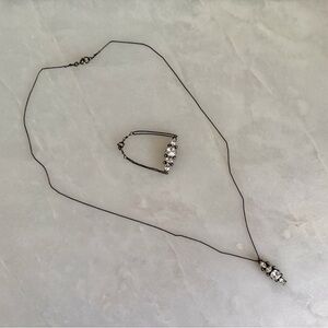 Club Monaco Elegant Black Necklace & Bracelet Set with Crystal Accents